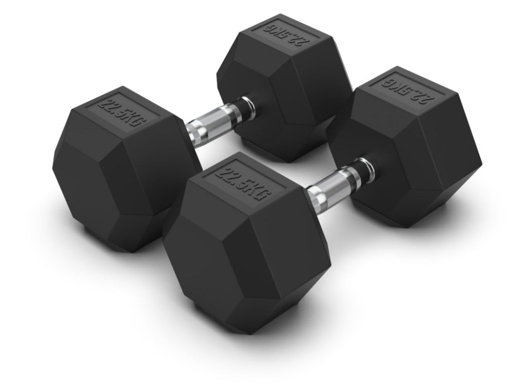 22.5   kg Hex Rubber Dumbell Pair