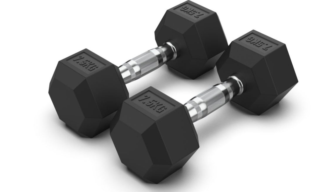 7.5 kg Hex Rubber Dumbell Pair