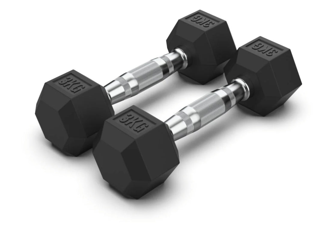 3 Kg Hex Rubber  Dumbell Pair