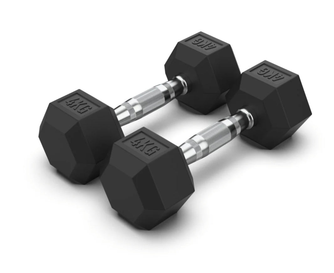 4 Kg Hex Rubber  Dumbell Pair